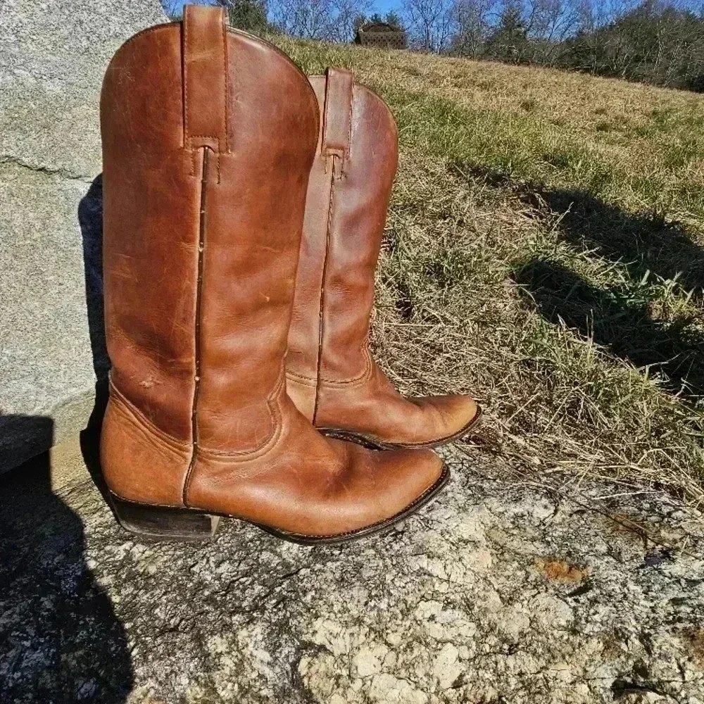 Vintage Brown Leather Cowboy Boots